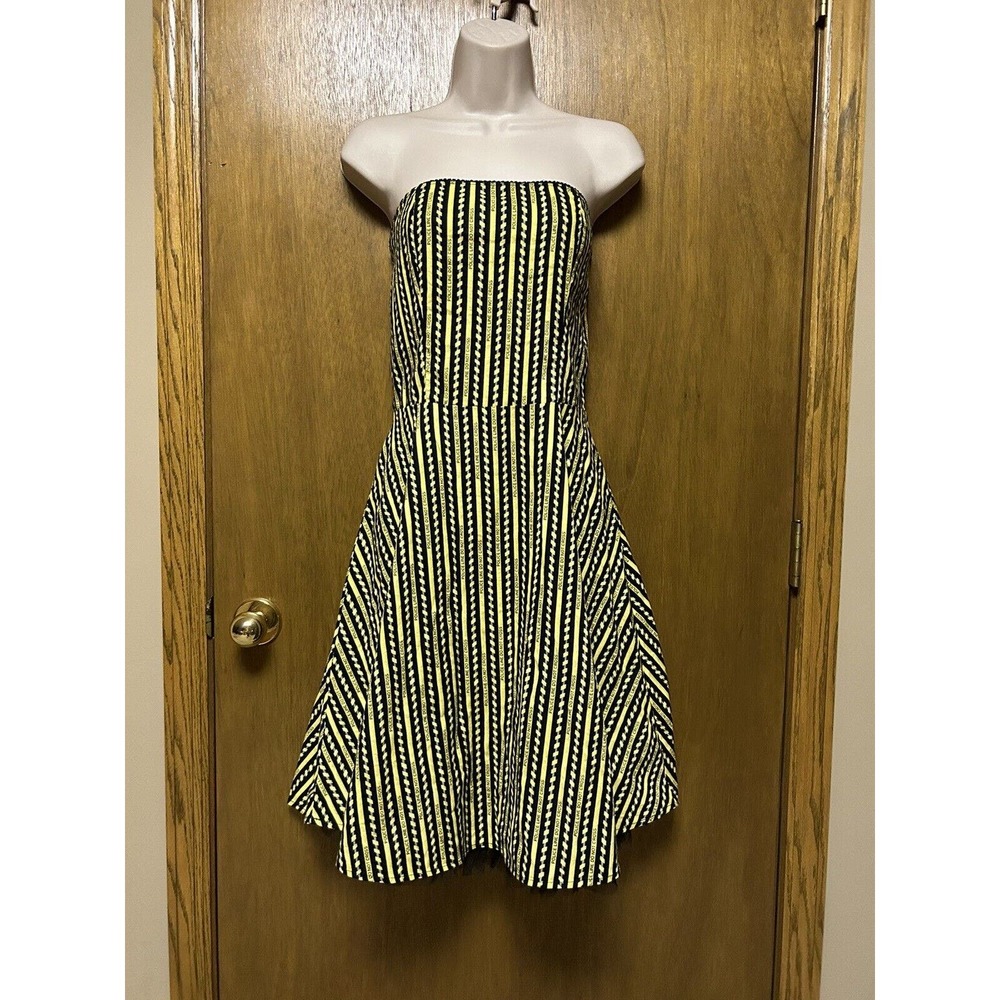 FOLTER sz M Dress Strapless Fit Flare “POLICE LINE DO NOT CROSS” HALLOWEEN H23